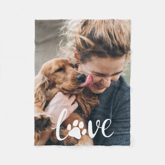 Aangepaste paw Love Print Hondenliefhebber Blanket Fleece Deken (Voorkant)