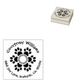 Aangepaste Paw Print Bloem Retouradres Rubberstempel (Gestempeld)