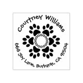 Aangepaste Paw Print Bloem Retouradres Rubberstempel (Afrduk)