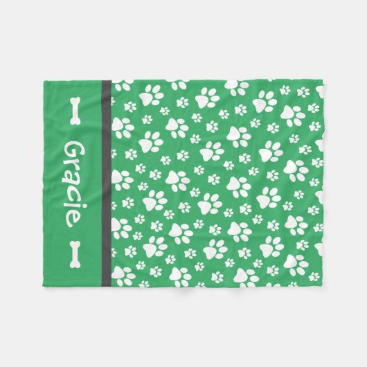 Aangepaste paw Print Dog Fleece Blanket (Voorkant (Horizontaal))