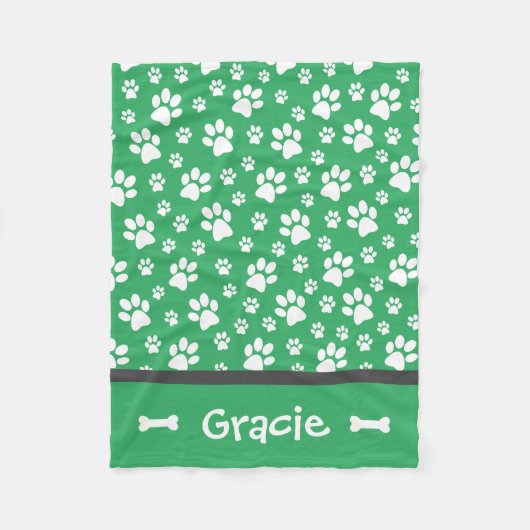 Aangepaste paw Print Dog Fleece Blanket Deken (Voorkant)