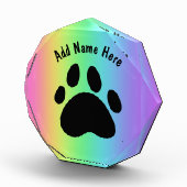 Aangepaste Paw Print Regenboog Acryl Blok (Rechts)
