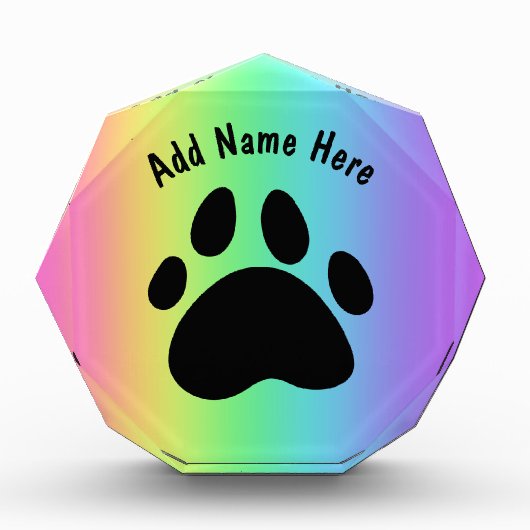 Aangepaste Paw Print Regenboog Acryl Blok (Voorkant)