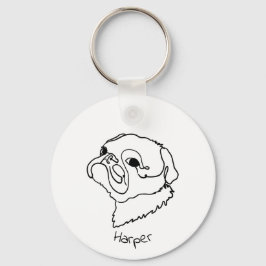 Aangepaste Paw-sitief Pug Sleutelhanger