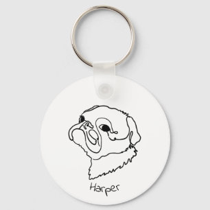 Aangepaste Paw-sitief Pug Sleutelhanger