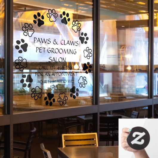 Aangepaste Paws Claws Huisdier Verzorging Voorkant Raamsticker (Restaurant Raam)