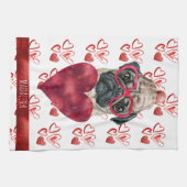 Aangepaste Paws Hond Liefhebber Valentijnsdag Cade Theedoek (Horizontaal)