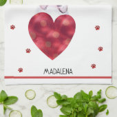 Aangepaste Paws Hond Liefhebber Valentijnsdag Cade Theedoek (Gevouwen)