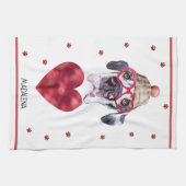 Aangepaste Paws Hond Liefhebber Valentijnsdag Cade Theedoek (Horizontaal)