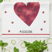 Aangepaste Paws Hond Liefhebber Valentijnsdag Cade Theedoek (Gevouwen)