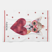 Aangepaste Paws Hond Liefhebber Valentijnsdag Cade Theedoek (Horizontaal)