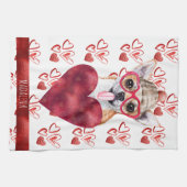 Aangepaste Paws Hond Liefhebber Valentijnsdag Cade Theedoek (Horizontaal)