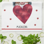 Aangepaste Paws Hond Liefhebber Valentijnsdag Cade Theedoek (Gevouwen)