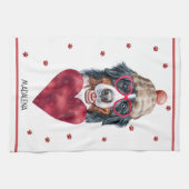 Aangepaste Paws Hond Liefhebber Valentijnsdag Cade Theedoek (Horizontaal)