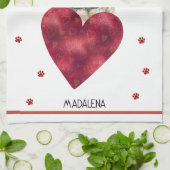 Aangepaste Paws Hond Liefhebber Valentijnsdag Cade Theedoek (Gevouwen)