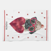 Aangepaste Paws Hond Liefhebber Valentijnsdag Cade Theedoek (Horizontaal)