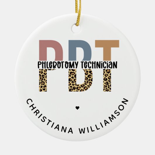 Aangepaste PBT Phlebotomie Technicus Leopard Print Keramisch Ornament (Voorkant)