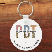 Aangepaste PBT Phlebotomie Technicus Leopard Print Sleutelhanger (Voorkant)