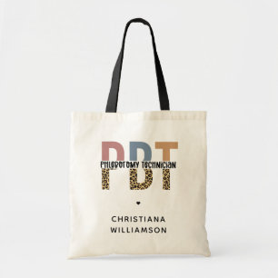 Aangepaste PBT Phlebotomie Technicus Leopard Print Tote Bag