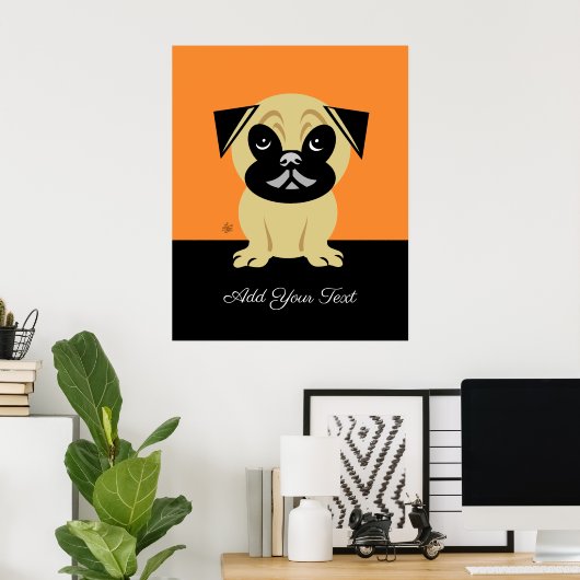 Aangepaste pc op Oranje achtergrond Poster (Thuiskantoor)