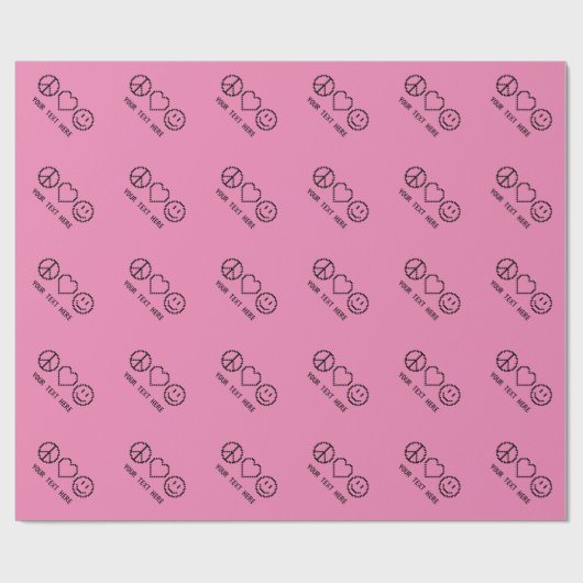 Aangepaste PEACE LOVE HAPPINESS roze pixelfeestdag Cadeaupapier (Vlak)