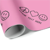 Aangepaste PEACE LOVE HAPPINESS roze pixelfeestdag Cadeaupapier (Rol Hoek)