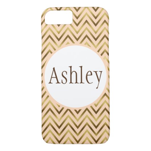 Aangepaste peach en Gold Chevron Stripes Case-Mate iPhone Case (Achterkant)