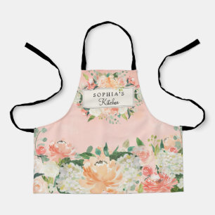 Aangepaste  peach Floral Kitchen Schort