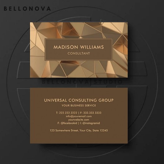 Aangepaste Peach Goud Bruin Diamant Professional Visitekaartje