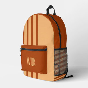 Aangepaste Peach & Marsala Monogram gedrukte rugza Bedrukte Rugzak