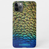 Aangepaste Peacock Blue Feather genaamd iPhone Hoesje (Achterkant)
