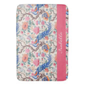 Aangepaste Peacock Chinoiserie Aziatische bloemenl Badmat (Voorkant Verticaal)
