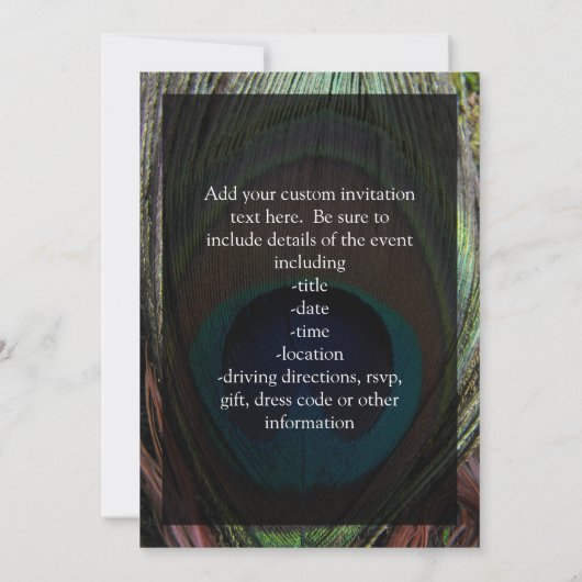 Aangepaste Peacock-doether Kaart (Achterkant)