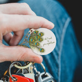 Aangepaste Peacock Feather Sleutelhanger