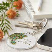 Aangepaste Peacock Feather Sleutelhanger (Voorkant Rechts)