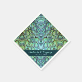 Aangepaste Peacock Feathers Wedding Paper Napkin Servet