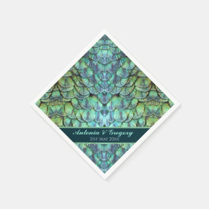 Aangepaste Peacock Feathers Wedding Paper Napkin Servet