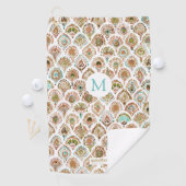 Aangepaste PEACOCK MERMAID Roos Gold Mint Fish Sca Golfhanddoek (Insitu)