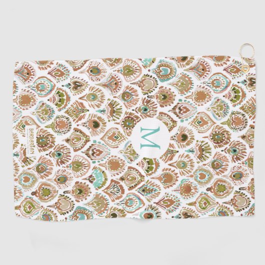 Aangepaste PEACOCK MERMAID Roos Gold Mint Fish Sca Golfhanddoek (Horizontaal)