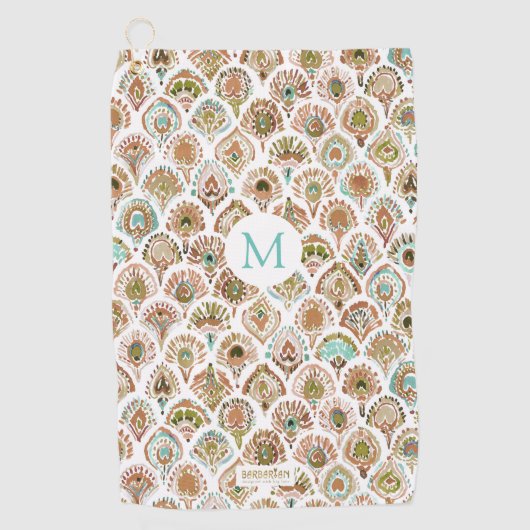 Aangepaste PEACOCK MERMAID Roos Gold Mint Fish Sca Golfhanddoek (Voorkant)