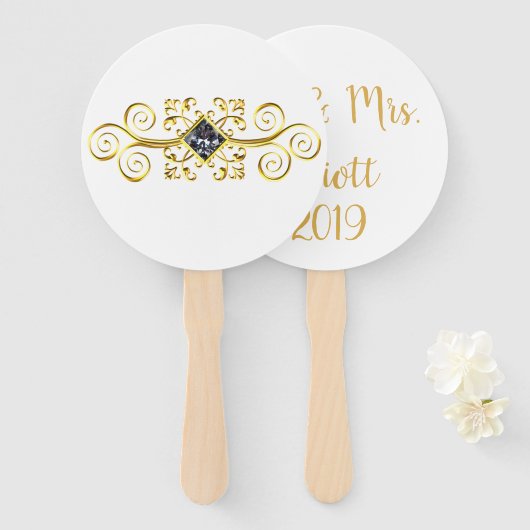 Aangepaste pedaalventilatoren voor zomerbruiloften handwaaier (Voorkant en achterkant)