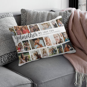 Aangepaste peettante 18 foto collage kussen