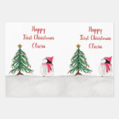 Aangepaste Peggy Penguin 1 Kerstmis Inpakpapier Vel (Voorkant 3)