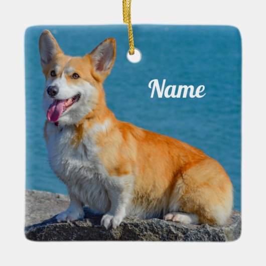 Aangepaste Pembroke Welsh Corgi Puppy Dog Keramisch Ornament (Voorkant)