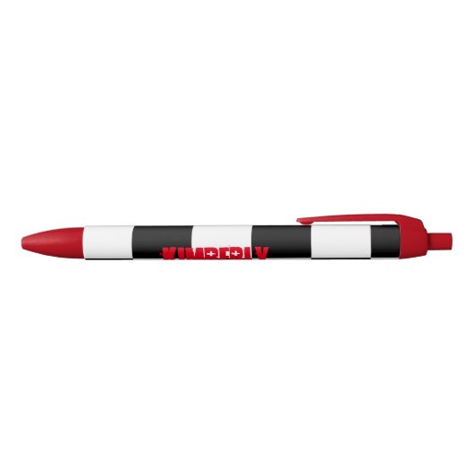 Aangepaste pen zwart, wit en rood (Bovenkant)