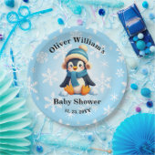 Aangepaste Penguin Baby shower Borden Papieren Bordje (Feest)