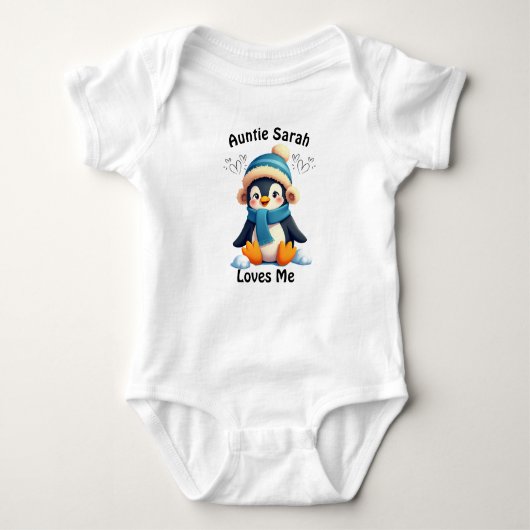 Aangepaste Penguin Baby Suit - Tante Sarah houdt v Romper (Voorkant)