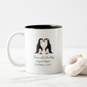 Aangepaste Penguin Huwelijksjubileum Mok