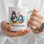 Aangepaste Penguin Paar Namen Gepersonaliseerd Koffiemok
