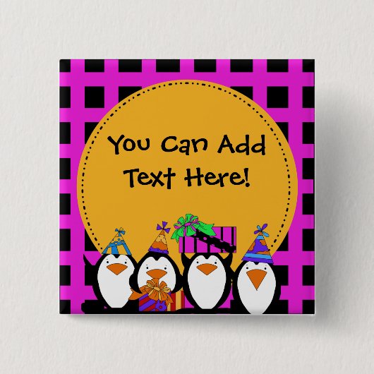 Aangepaste Penguin Party Button (Voorkant)